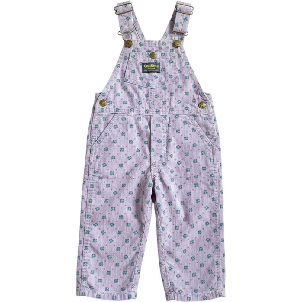 Vintage OshKosh Bgosh Floral Corduroy Overalls Purple Lavender Vestbak 3T 70s